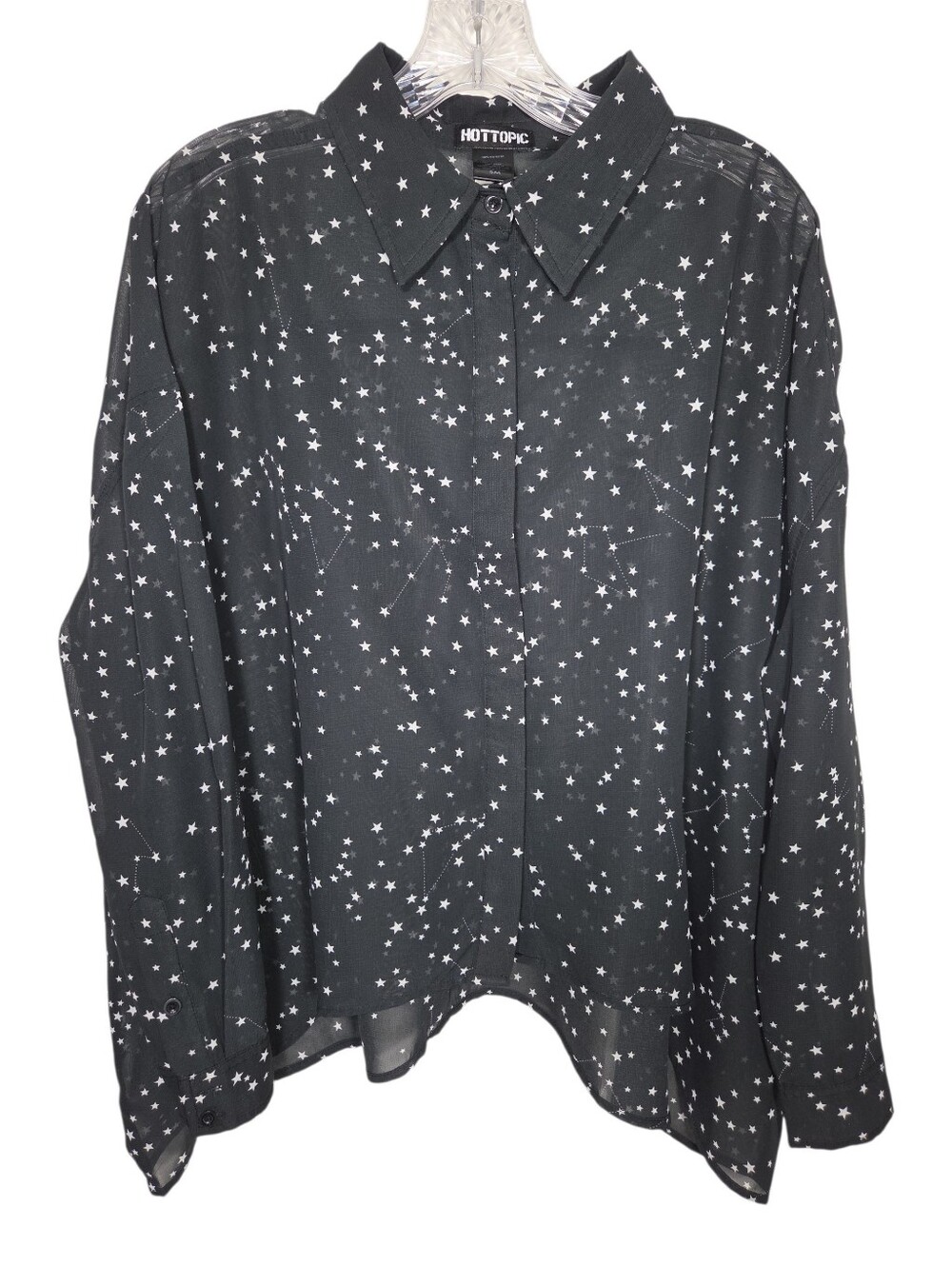 Hot Topic Star Pattern Black Button-Down Shirt